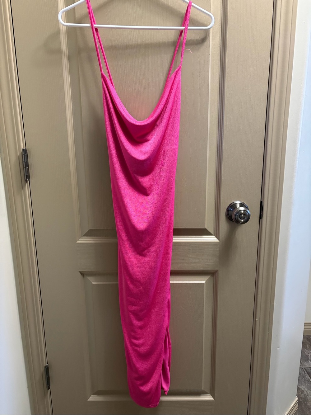 21 Saints Hot Pink Cowl Neck Maxi Dress NWT Strappy Back